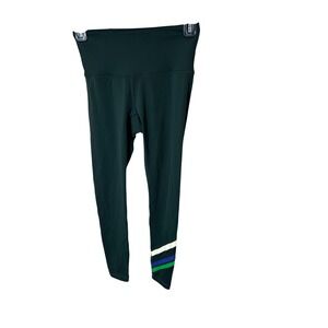 Tory Burch Sport Womens High Rise Chevron Stripe Performance Leggings Green XS